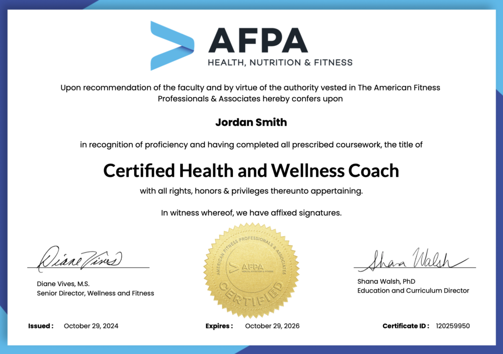 Health and Wellness Coach Certification